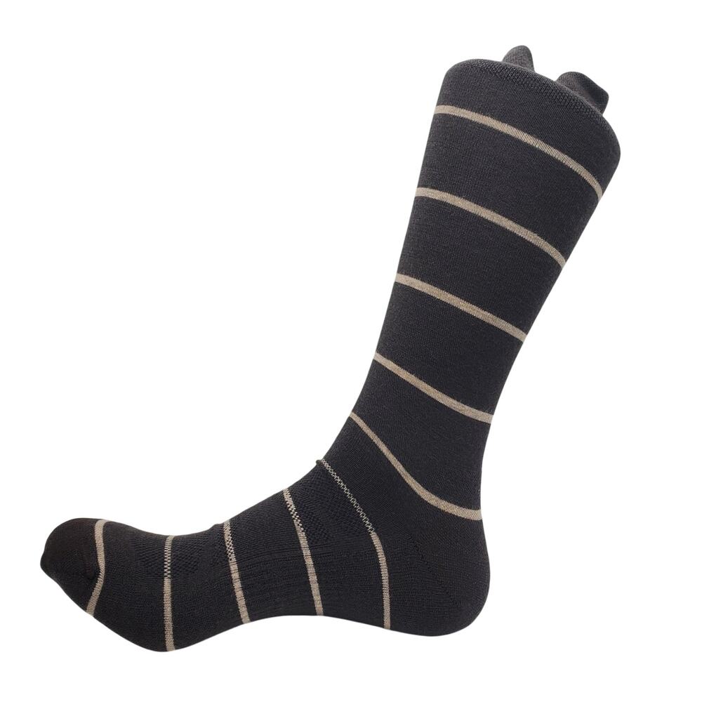 Extra Fine Merino Wool Socks Mens Large Crew Brown Khaki Stripe Alchester Exeter